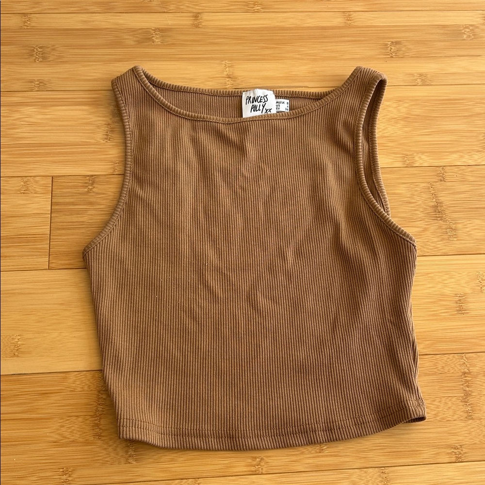Princess Polly Tan Ribbed Tank Top